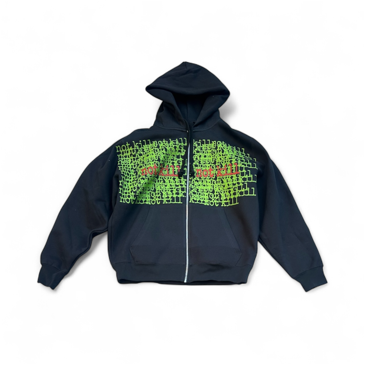 HEAVYWEIGHT NOTKILL V1 GREEN ZIP-UP HOODIE (BLACK)