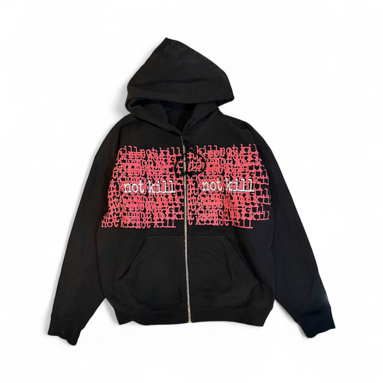 HEAVYWEIGHT NOTKILL V1 PINK ZIP-UP HOODIE (BLACK)